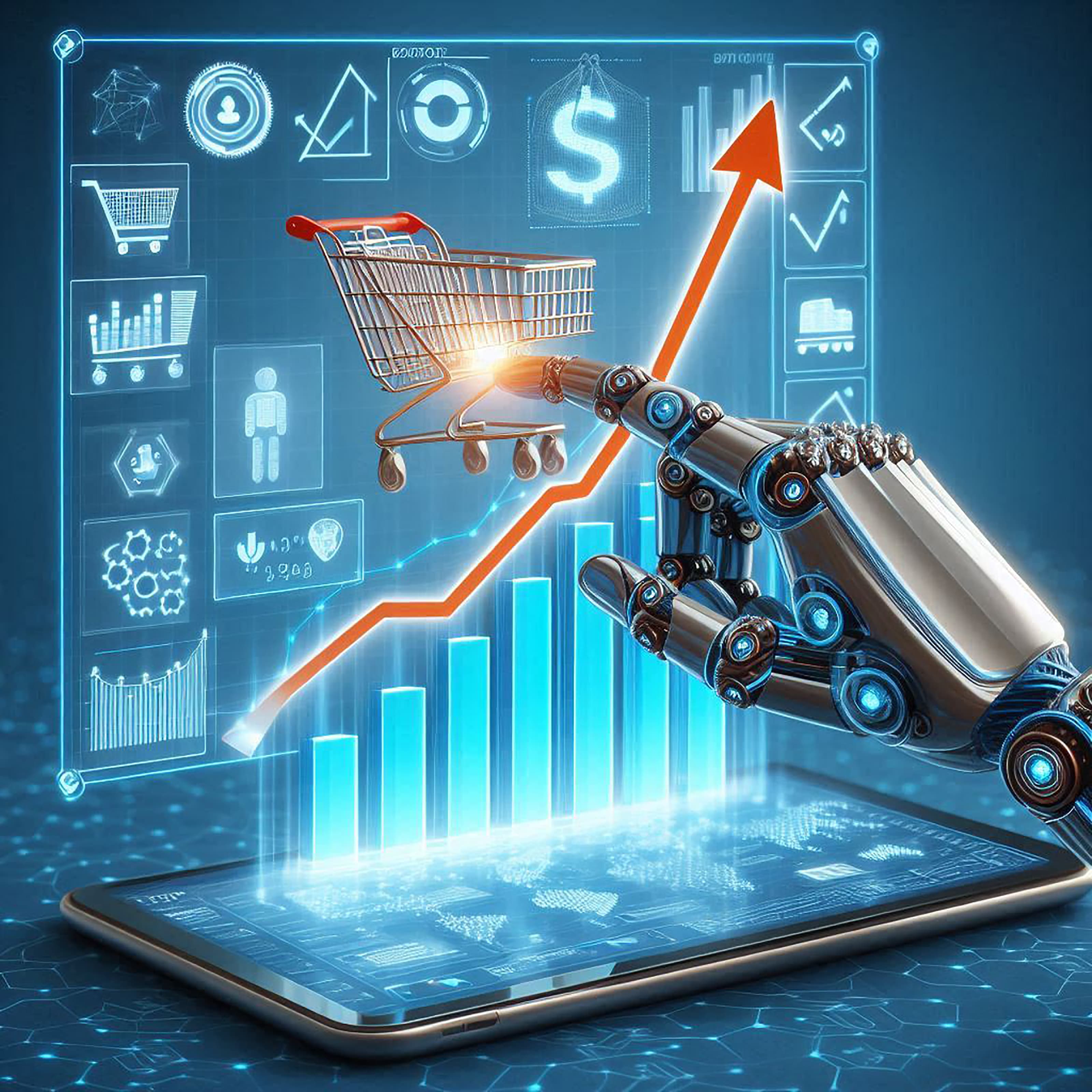 sale-growth-concept-with-business-ai-touching-graph-increase-sales-volume-with-shopping-cart sale-growth-concept-with-business-ai-touching-graph-increase-sales-volume-with-shopping-cart